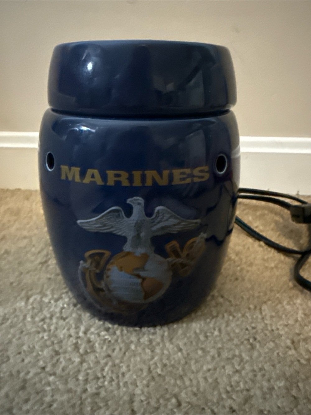 Scentsy Warmer U.S. Marines USMC Eagle Globe & Anchor Blue Discontinued Rare